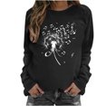 thumbnail image 2 of Spring Tops for Women Graphic Womens Sweatshirts Plus Size Womens Casual Long Sleeved Round Neck Hooded Graphic Shoulder Sweatshirt Black XL, 2 of 4