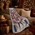 thumbnail image 3 of Vintage Patchwork Floral Medallion Plaid Comfort, Festive autumn celebration Scene, Warm Flannel Blanket for Ranch House and Living Room, Art Lovers autumn celebration Gift, Festive Home Decor, 3 of 7