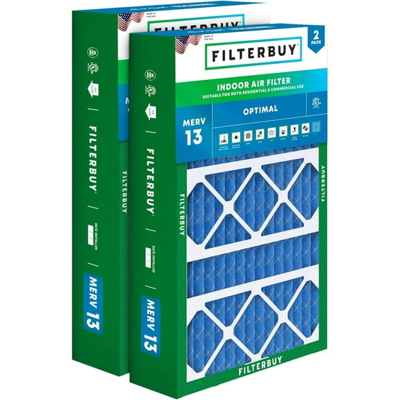 Filterbuy 17x26x4 Air Filter MERV 13 Smoke Defense, Pleated HVAC AC Furnace Filter Replacement for Lennox, 2-Pack