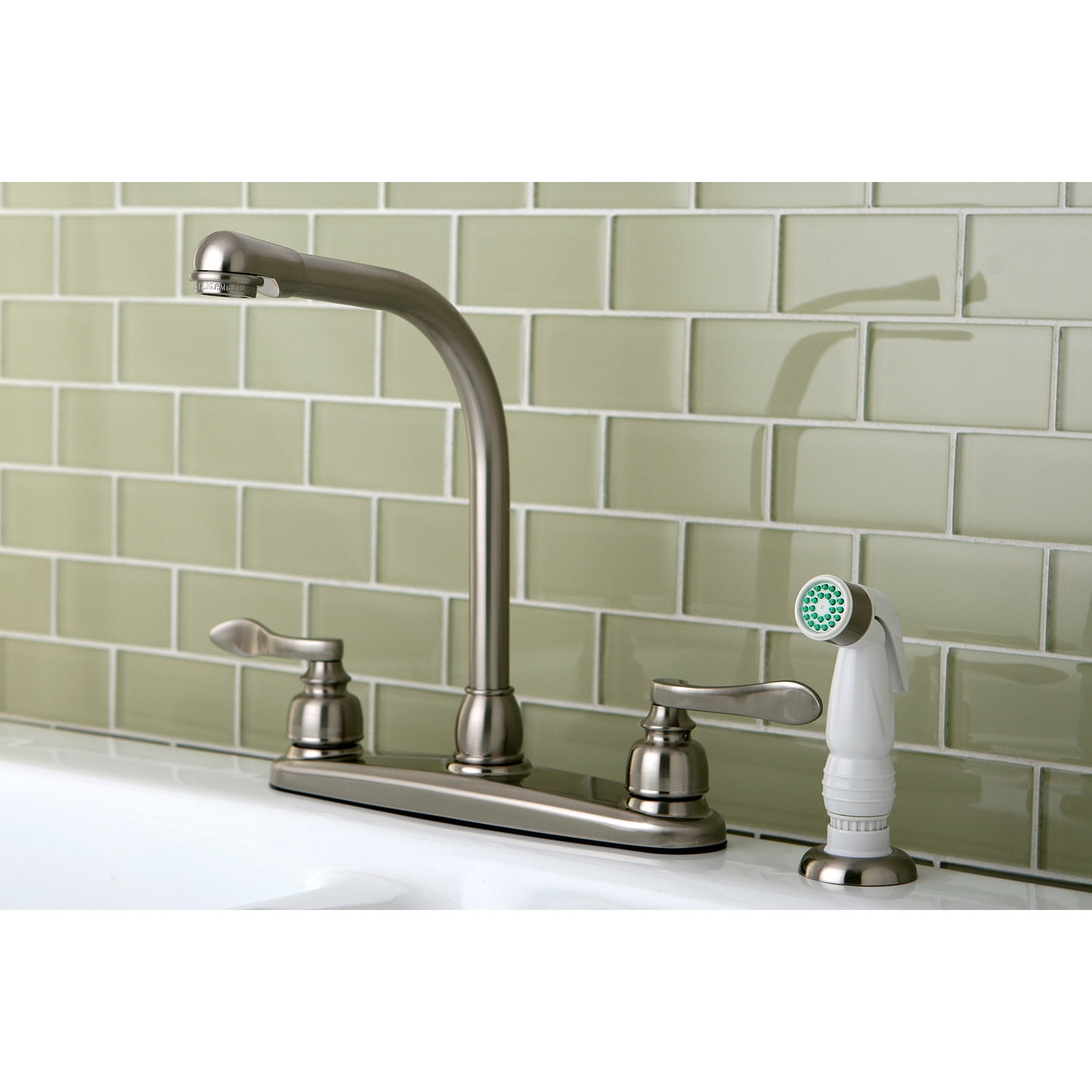 Kingston Brass KB8758NFL NuWave French Centerset Kitchen Faucet, Brushed Nickel