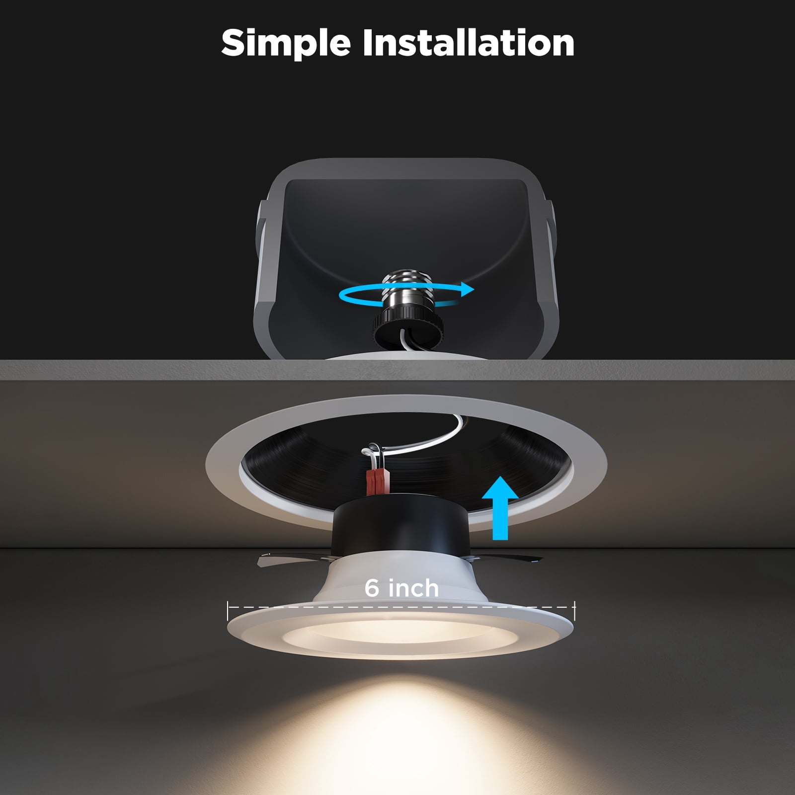Govee Smart 6'' LED Retrofit Recessed Can Lights for Indoor Living Room, Ceiling Light, Dimmable, Color Changing, LED Light Bulbs, 4 Pack