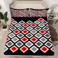 thumbnail image 2 of Castle Fairy Minimalist Checkered Bed Sheets for Teens,Black Red Grey King Sheets, 2 of 7