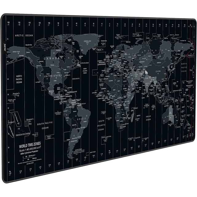 Mouse Pad Large Gaming Desk Mat Extended Mousepad with Personalized Design Keyboard Pad for Laptop, Computer and PC - 35.4 x 15.7 inches Black World Map