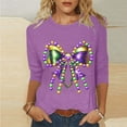 thumbnail image 3 of TKLPEHG Mardi Gras T Shirts for Women Casual Crewneck Short Sleeve T Shirts Cute Graphic Tee Loose Comfy Tshirt (Purple,XL), 3 of 5