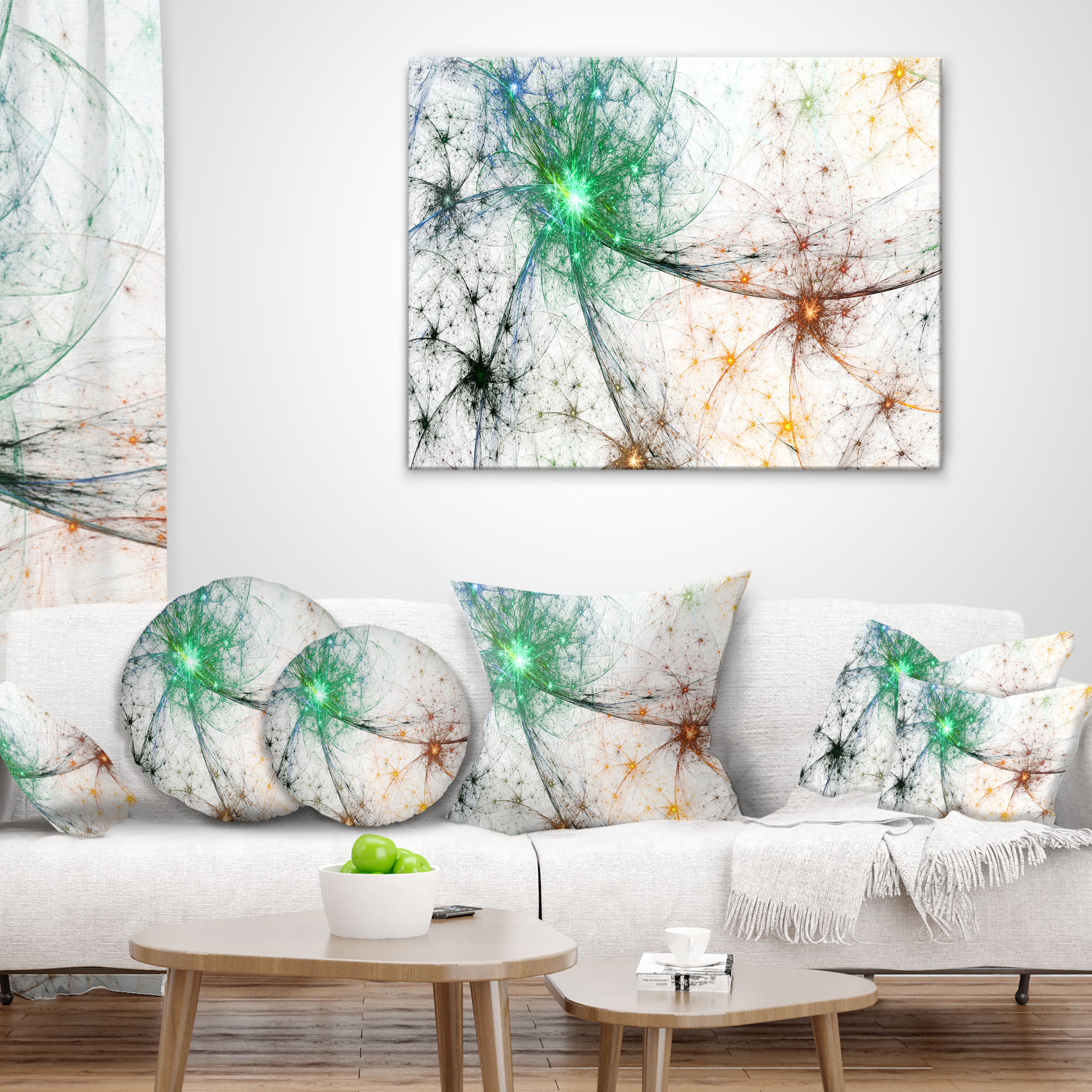 Designart Abstract Colorful Fireworks - Abstract Throw Pillow - 18x18