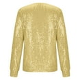 thumbnail image 4 of Kaemgyyd Women's Sequin Tops Sparkly Glittercrew Neck Half Zipper Loose Shirt Long Sleeve Disco Party Clubwear Fall Fashion Clothes, 4 of 5