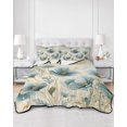 thumbnail image 2 of Full Size Quilt Bedding Set, Spring Floral Reversible Summer Quilt 3 Pieces, Teal Tulip Botancal Summer Flowers Lightweight Bedspreads Coverlets with 2 Pillow Shams for All Seasons, 2 of 5
