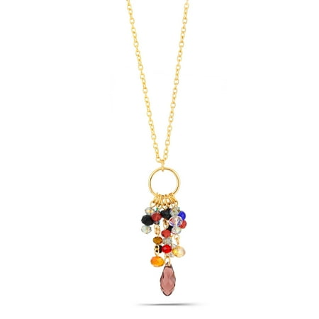- TAZZA WOMEN'S GOLD MULTI COLORED BEADS TASEEL NECKLACES