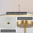 thumbnail image 2 of Kira Home Nolan 18" Drum Chandelier with White Fabric Shade, 3-Light Gold Pendant Light with Glass Diffuser, Cool Brass, 2 of 6