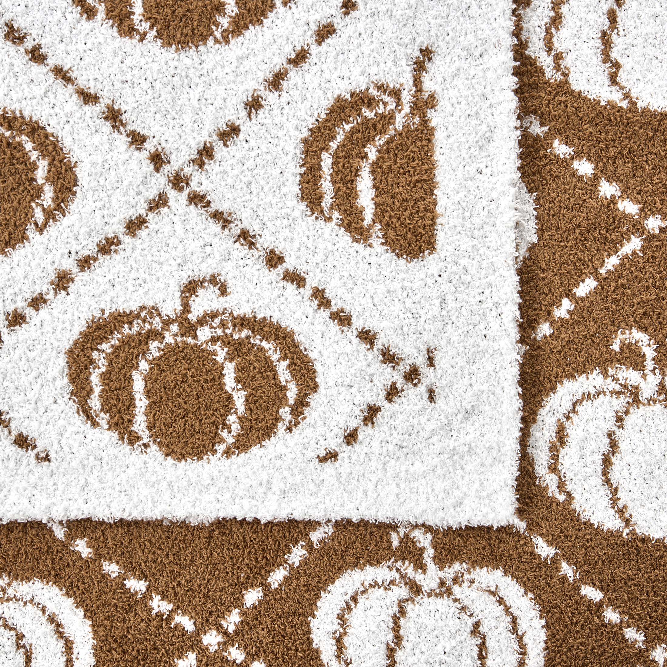 My Texas House White/Ginger Cozy Knit Pumpkin Throw, 50" x 60"