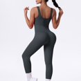 thumbnail image 4 of Gamivast Jumpsuit for Women Yoga Tummy Control Butt Lifting Running one Piece V Neck Ribbed Stretchy Soft Workout Jumpsuits Trendy Active Wear, 4 of 7