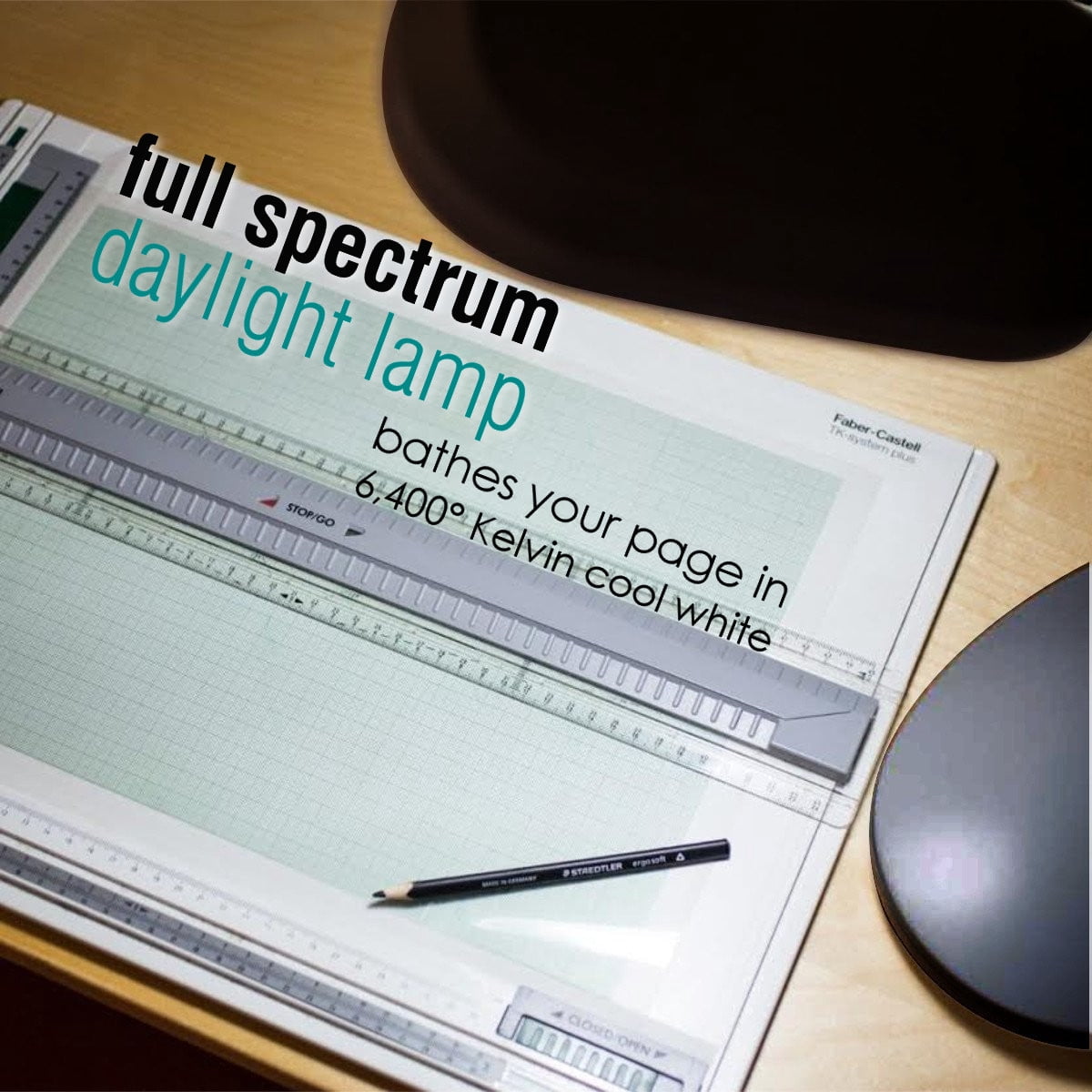 LED Bright Reader Natural Daylight Full Spectrum Desk Lamp Black NEW SLIMMER DESIGN