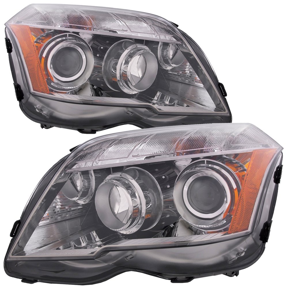 Headlight Halogen Set Chrome Housing w/ Performance Lens Fits 20102012 Mercedes GLK 300 350