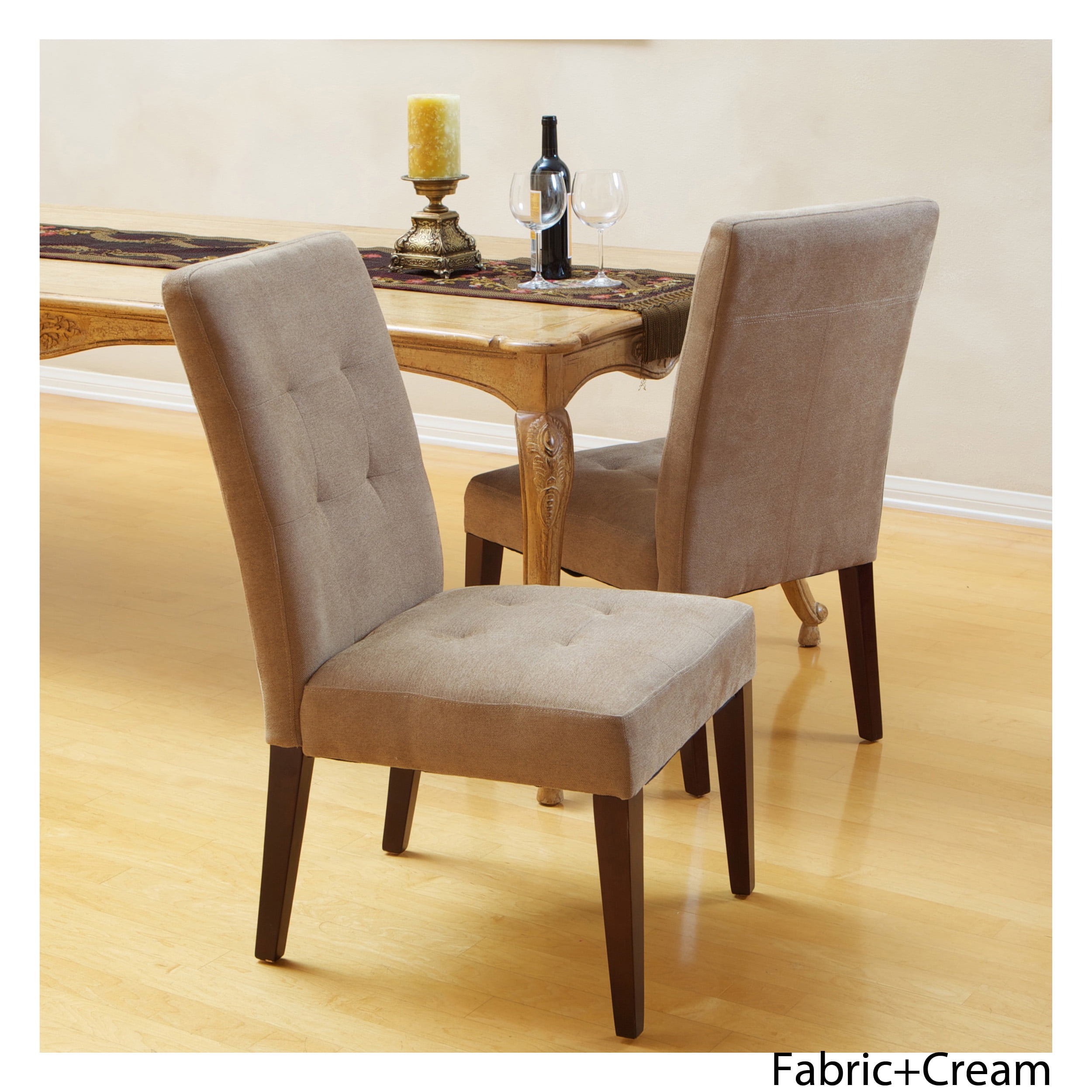 Rena Tufted Cream Linen Dining Chairs (Set of 2) Walmart Canada