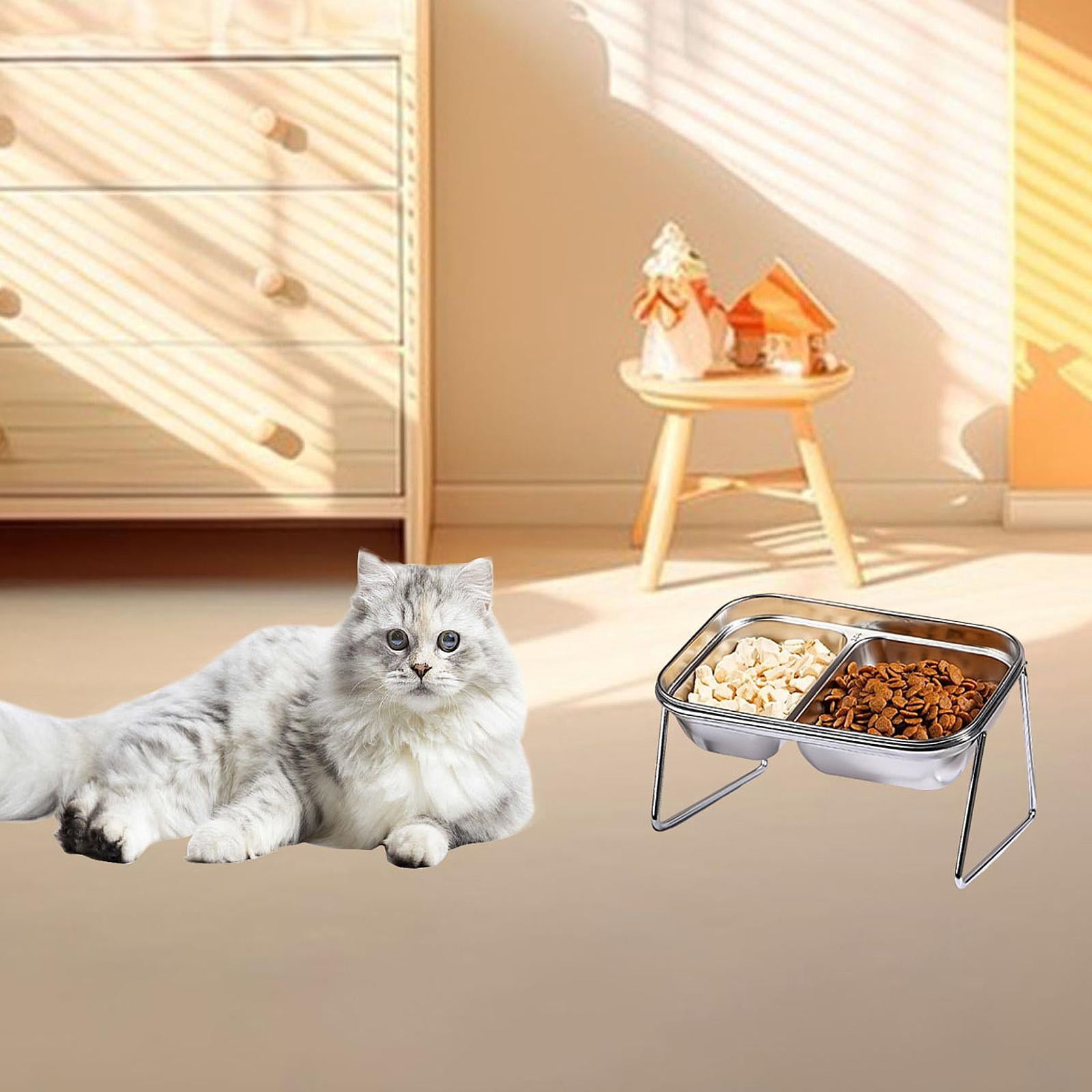 oshhni Elevated Cat Bowls Stainless Steel Dog Feeder Stable Cat Food and Water Bowl