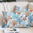 thumbnail image 2 of Coral Stars Throw Pillow Covers Summer Sea Blue Brown Corals Star Decorative Lumbar Pillow Cover Rectangle Cushion Case for Sofa Couch Bed Living Room Bedroom 24 X 36 Inches, 2 of 9