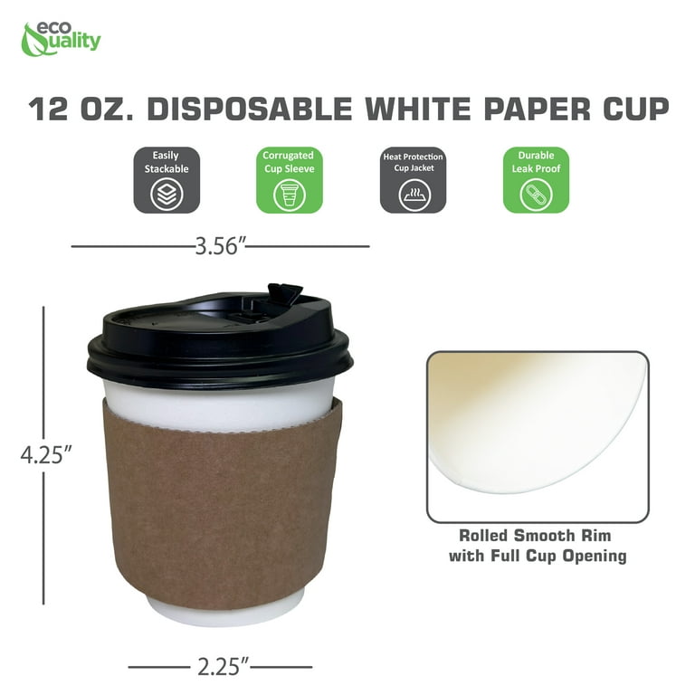  RACETOP Hot Coffee Cups 12 oz [100 pack], Paper Coffee Cups, Disposable  Coffee Cups, Ideal for Beverage
