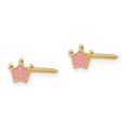 thumbnail image 2 of Inverness 14k Epoxy Fill Pink Crown Earrings, 2 of 3
