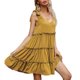 thumbnail image 1 of Txlixc, vestido informal de verano para mujer, vestido acampanado de Color sólido sin mangas con cuello en V y volantes, vestido plisado para fiesta en la playa, ropa de calle Txlixc  Estilo de ocio, 1 of 9