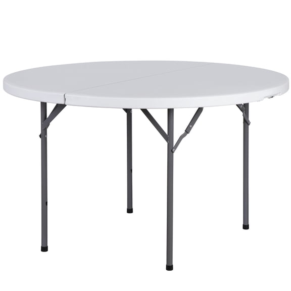 ZENSTYLE 48 Inch Round Folding Camping Table Plastic Dining Card Table White for Indoor Outdoor Party