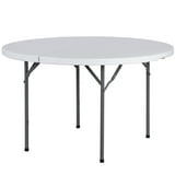 ZENSTYLE 48 Inch Round Folding Camping Table Plastic Dining Card Table White for Indoor Outdoor Party