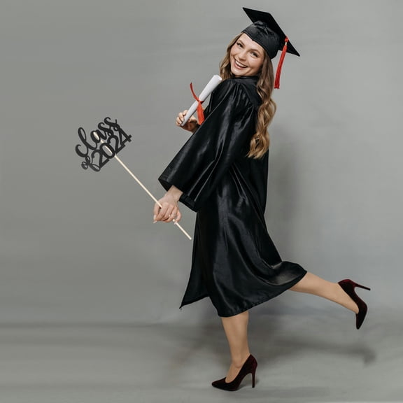 SEWCHICS 12Pcs Black Graduation Centerpiece Sticks for 2024 Party Cake and Table Decorations