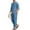 Denim Blue, variant on COOFANDY Men's 2 Pieces Cotton Linen Set Long Sleeve Henley Shirts Casual Beach Pants With Pockets Summer Yoga Outfits