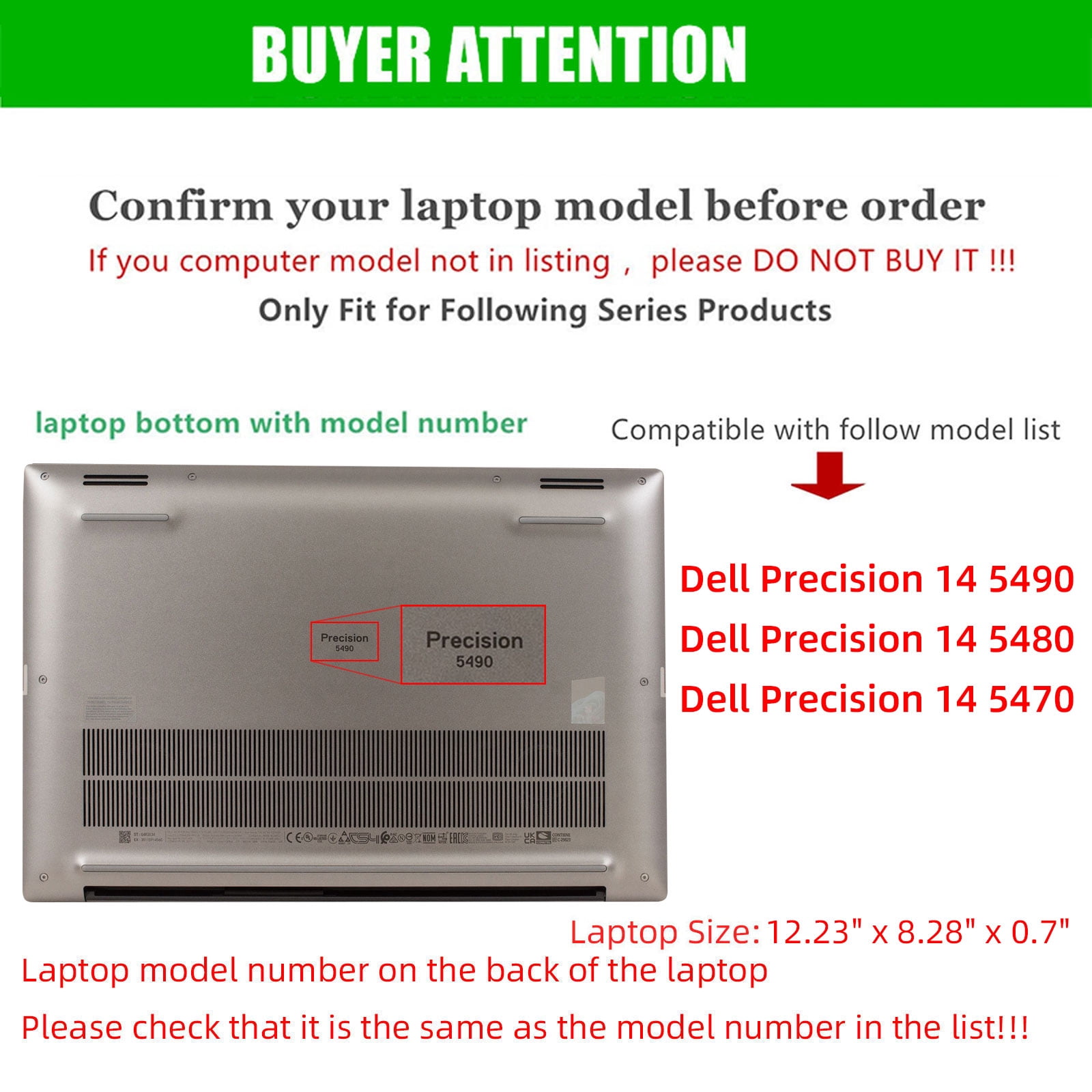 Laptop Cover Case for Dell Precision 5490/5480 /5470 14inch [NOT Working with Other Dell Models] .2-in-1 PU Leather Detachable Notebook Sleeve