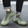 thumbnail image 5 of AUDeals Men's Sporty Lace Up Low Top Thick Sole Running Shoes Lightweight Slip On Walking Shoes Workout Fashion Casual Hiking Sneakers (Green, 7.5), 5 of 9