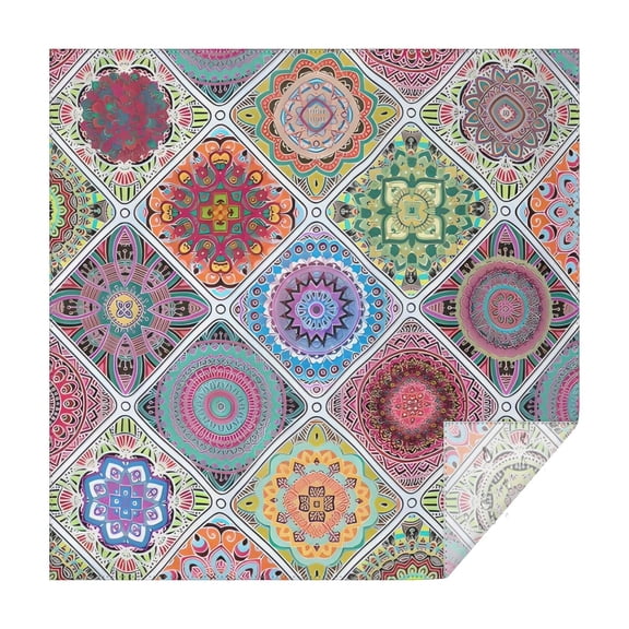 Multicolor Ethnic Mandala Pattern Square Tablecloth,Waterproof Square Table Cover,Wipeable Spillproof Washable Table Cover for Home Kitchen Party Decor 42"X42"(107x107cm)