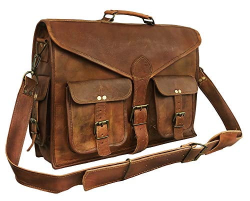 18 inch leather messenger laptop bag