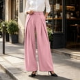 thumbnail image 2 of Achuyrbd Women's High Waisted Wide Leg Pants Button Front with Pockets Solid Color Business Casual Office Trousers Professional Work Wear, S-2XL, 2 of 6