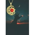 thumbnail image 4 of AOBOCO Crescent Necklace for Women 18K Gold Plated Moon and Sun Pendant with Natural Gemstone Christmas Birthday Jewelry Gifts for Women, 4 of 5