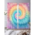thumbnail image 3 of Colorful Tie Dye Semi Sheer Window Curtains 96 Inches Long, Rainbow Ombre Abstract Pattern Art Rod Pocket Voile Chiffon Curtain Light Filtering Drapes for Living Room, Kitchen, 52"x96", 2 Panels, 3 of 9