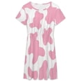 thumbnail image 3 of Strawberry Pink Cow Print Pattern Women's Dress Short Sleeve Summer Sundress Summer Women Clothes, 3 of 7