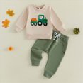 thumbnail image 2 of Futezty Baby Boy Fall Clothes Set Long Sleeve Tractor Pumpkins Print Sweatshirt Pants 3 6 12 18 24 Months 3T Halloween Toddler Infant Outfits, 2 of 6