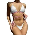 thumbnail image 2 of Elainilye Fashion Womens Bikini Set Two Piece Bathing Suit Sexy Love Drawstring Bikini Swimsuit Swimwear,White, 2 of 7