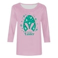 thumbnail image 4 of EQWLJWE 2024 Cute Easter 3/4 Sleeve Tops for Women Summer Casual Bunny Ear Eggs Print Crewneck Shirts Dressy Workout Tunic Blouse Streetwear (Pink,2XL), 4 of 4