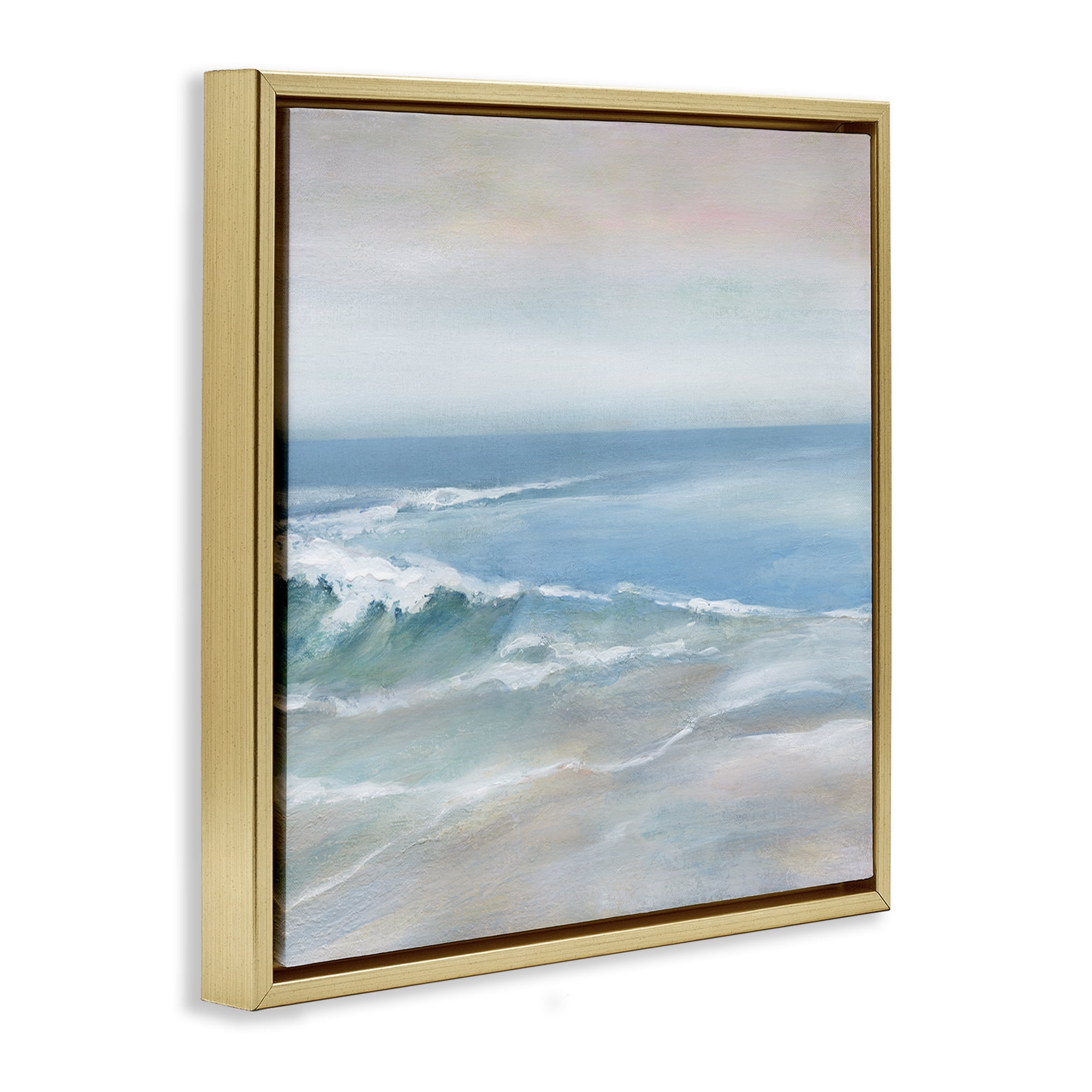 Stupell Industries Cresting Waves Near Shore Nautical & Beach Painting Gold Floater Framed Canvas Art Print Wall Art, 25 x 25