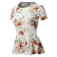 thumbnail image 2 of SSOULM Women's Classic Stretchy Short Sleeve Flare Peplum Blouse Top (S-3X). Made In U.S.A, 2 of 4