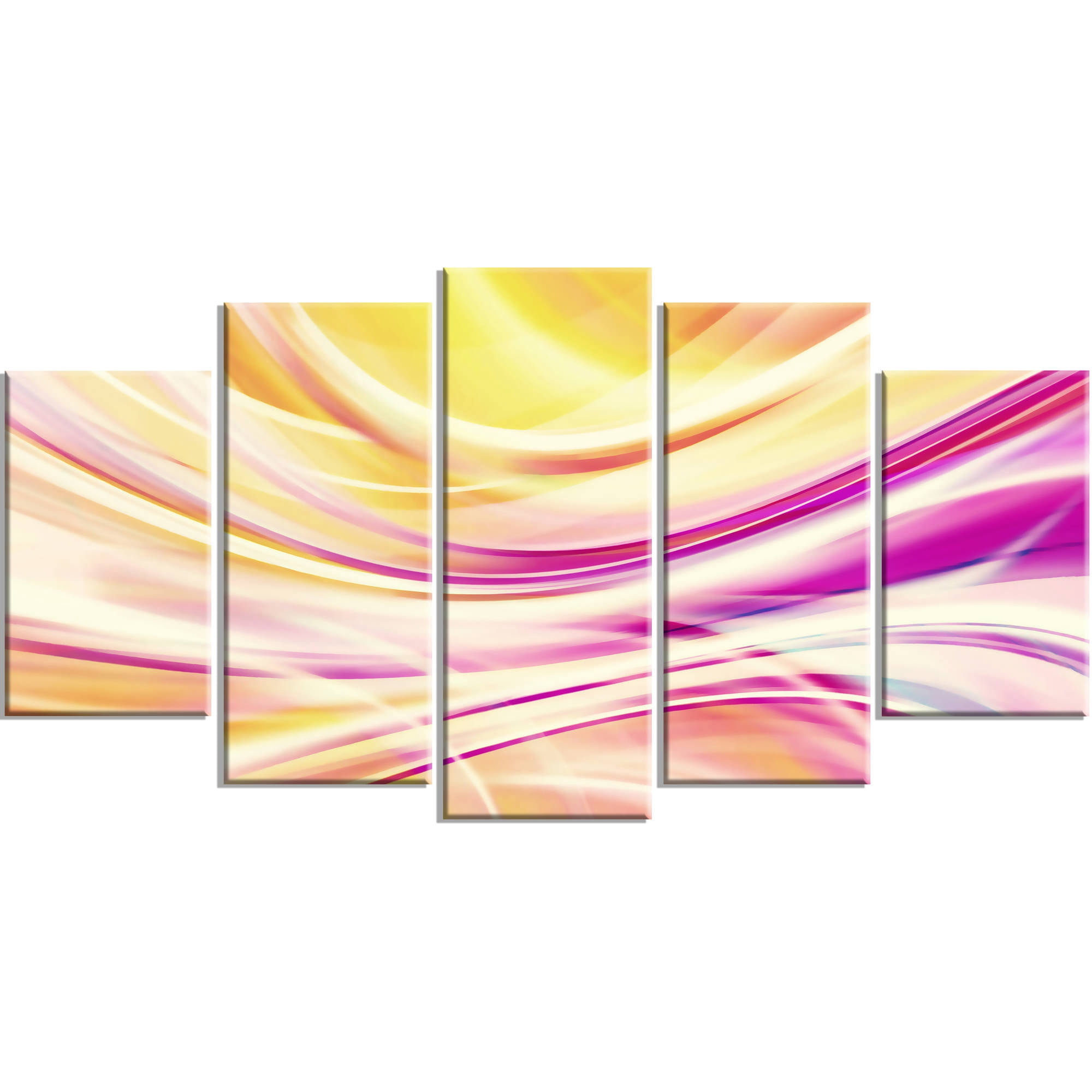 DESIGN ART Candy Stripes Canvas Print Set - Multi-color 60 in. wide x 32 in. high - 5 Panels Diamond Shape