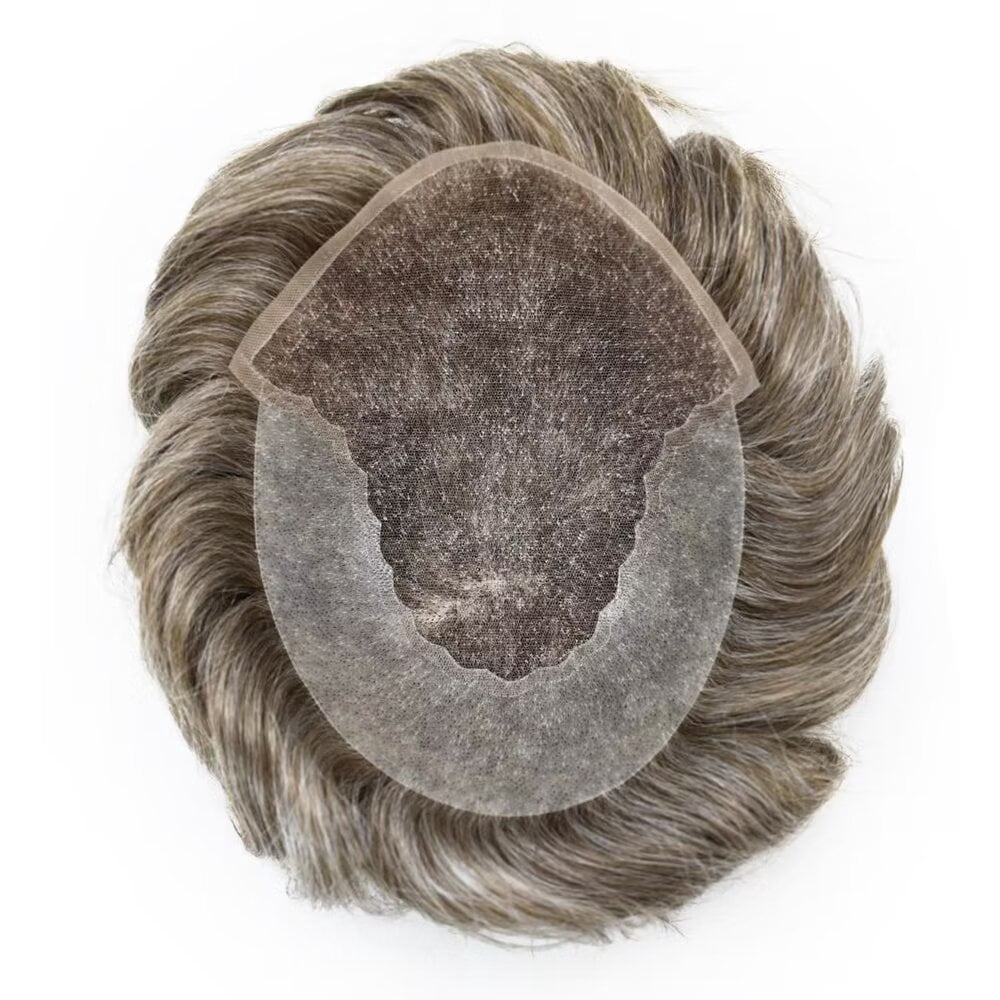 Mens Hairpiece LYRICAL HAIR Human Hair Replacement System Durable Thin Skin PU Injected Toupee Hair Wigs for Men
