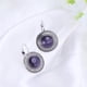 thumbnail image 4 of Pendientes de botón para mujer, estilo bohemio, exagerados, con hebilla francesa, estilo ojo de gato, joyería vintage (morado), 4 of 7