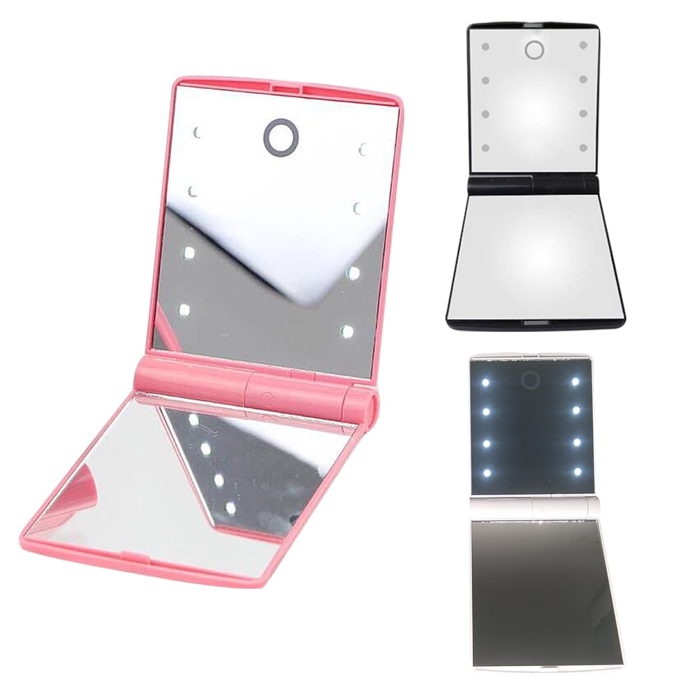 Portable Makeup Mirror LED Illuminated Adjustable Brightness Foldable