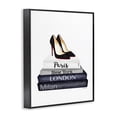thumbnail image 2 of Stupell Industries Art Deco Fashion Designer Shoes Bookstack Blue Watercolor Black Framed Giclee Art, 24 x 30, by Amanda Greenwood, 2 of 7