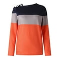 thumbnail image 4 of QUYUON Crewneck Sweatshirts Discount Tshirts Shirts Women Polyester Long Sleeve Crew Neck Striped Print Pullover Tops Style S-828 Stretch Cute Sweatshirts Ladies Snug Fit Shirts Orange S, 4 of 7
