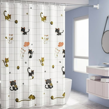 SNGMN Waterproof Polyester Shower Curtain Set with 13 Hooks, Punch-Free for Bathroom Use