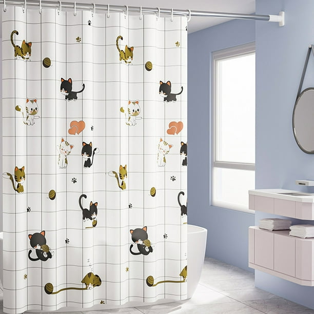 Cortina de Ducha Gruesa E Impermeable para Baño | 180X180 Cm, Poliéster Blanco | 14 Ganchos | Cortina Divisoria para Baño de Hotel