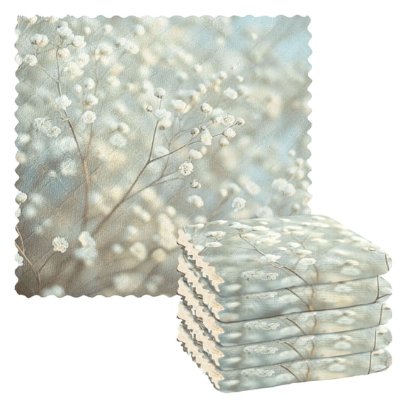 Beautiful Babysbreath Dish Cloths Dish Towels Cleaning Cloths Quick Drying Reusable 11" x 11" Set of 6