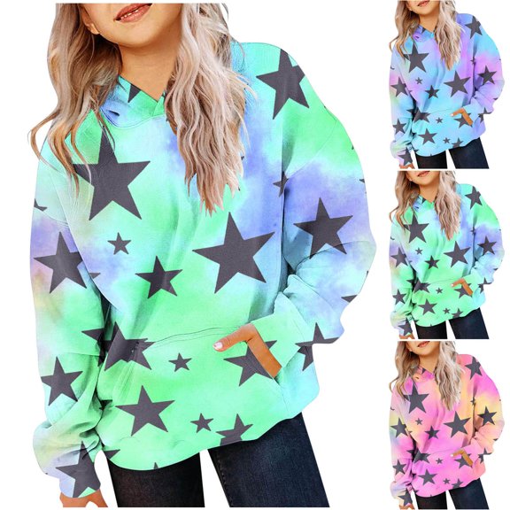 Asxite Toddler Tops Long Sleeve Fleece Hoodie Casual Loose Solid with Pockets Fall Winter 4-14 Y